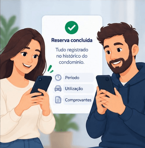 A reserva concluída permanece registrada no histórico.